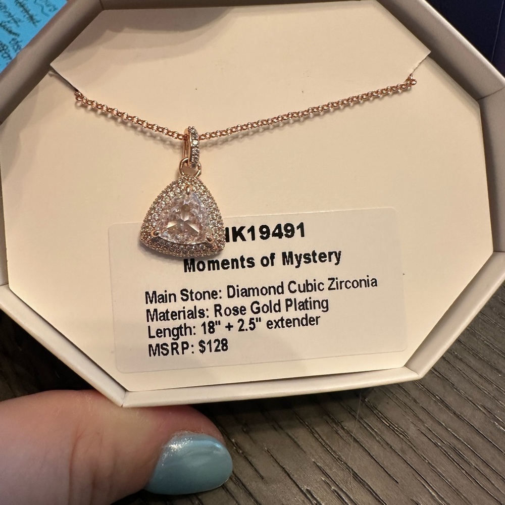 Rose Gold Plated Necklace with Cubic Zirconia Pendant